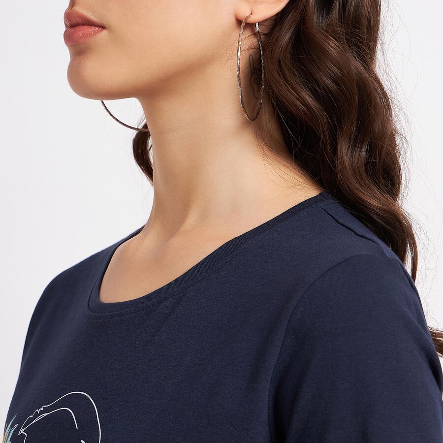 Round Neck T-Shirt, Navy Blue, large image number null