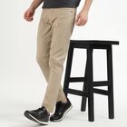 Men's Slim Fit Casual Trousers, खाकी, small