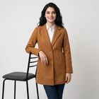 Women Brown Notched Collar Blazer Jacket, Brown, small