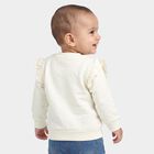 Infants' Cream Cotton Round Neck Pullover Sweatshirt, Off White, small