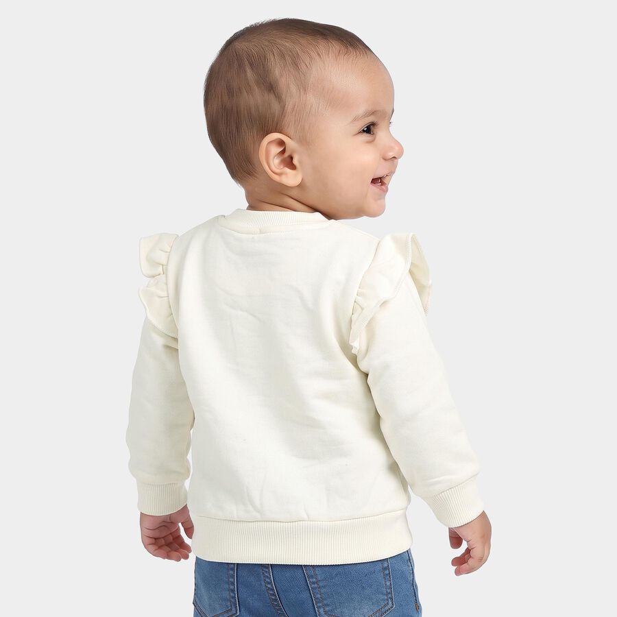 Infants' Cream Cotton Round Neck Pullover Sweatshirt, Off White, large