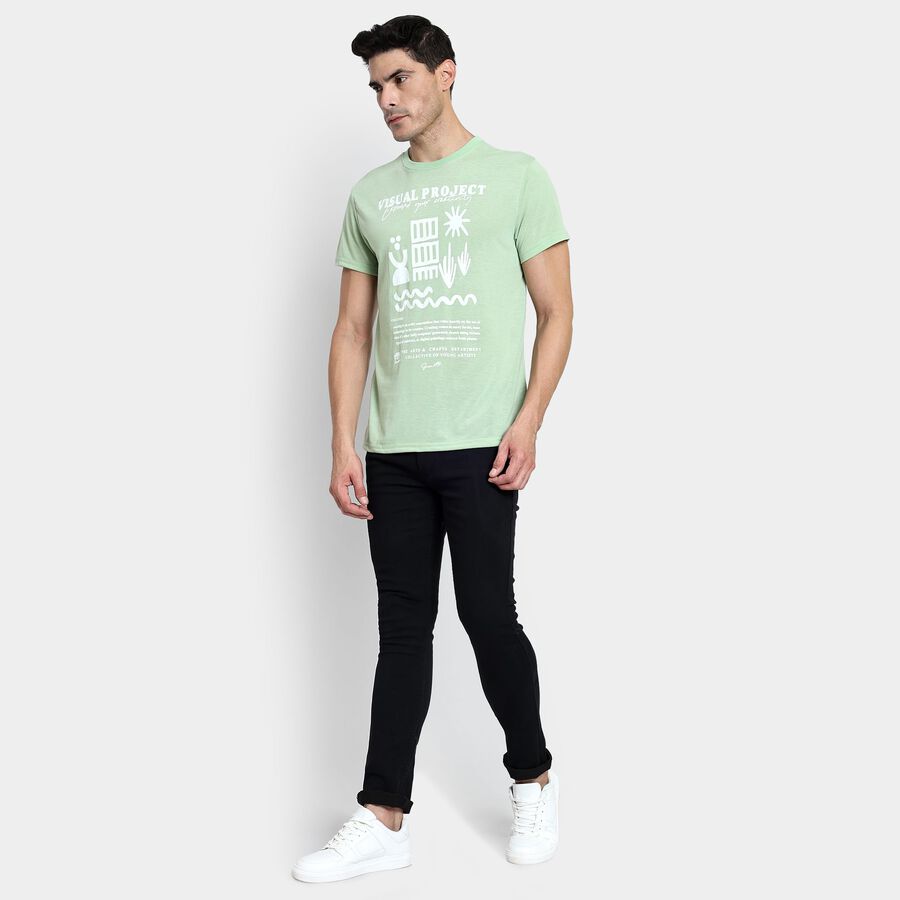 Men's Round Neck Half Sleeves T-Shirt, Light Green, large image number null