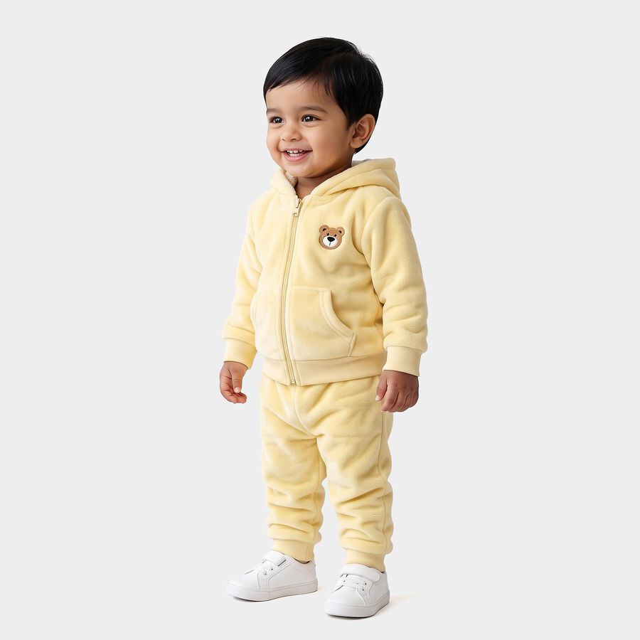Infants' Yellow Hooded Bear Patch Baba Suit, Yellow, large
