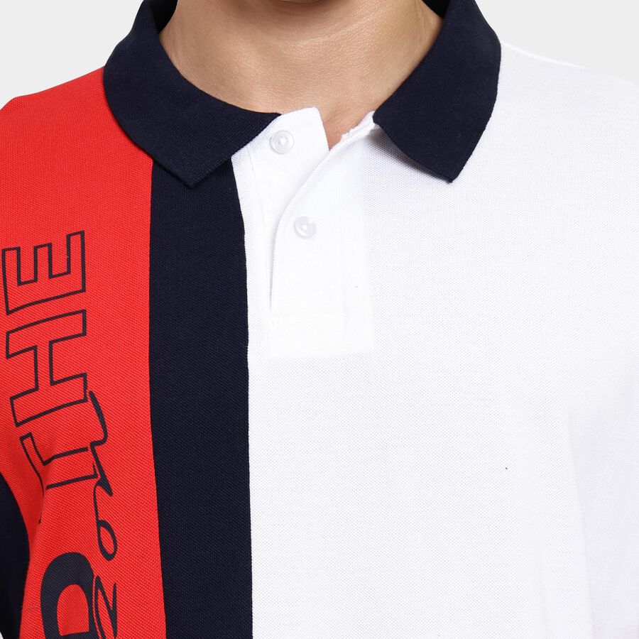 Men's Cotton Collared Half Sleeves T-Shirt, White, large image number null