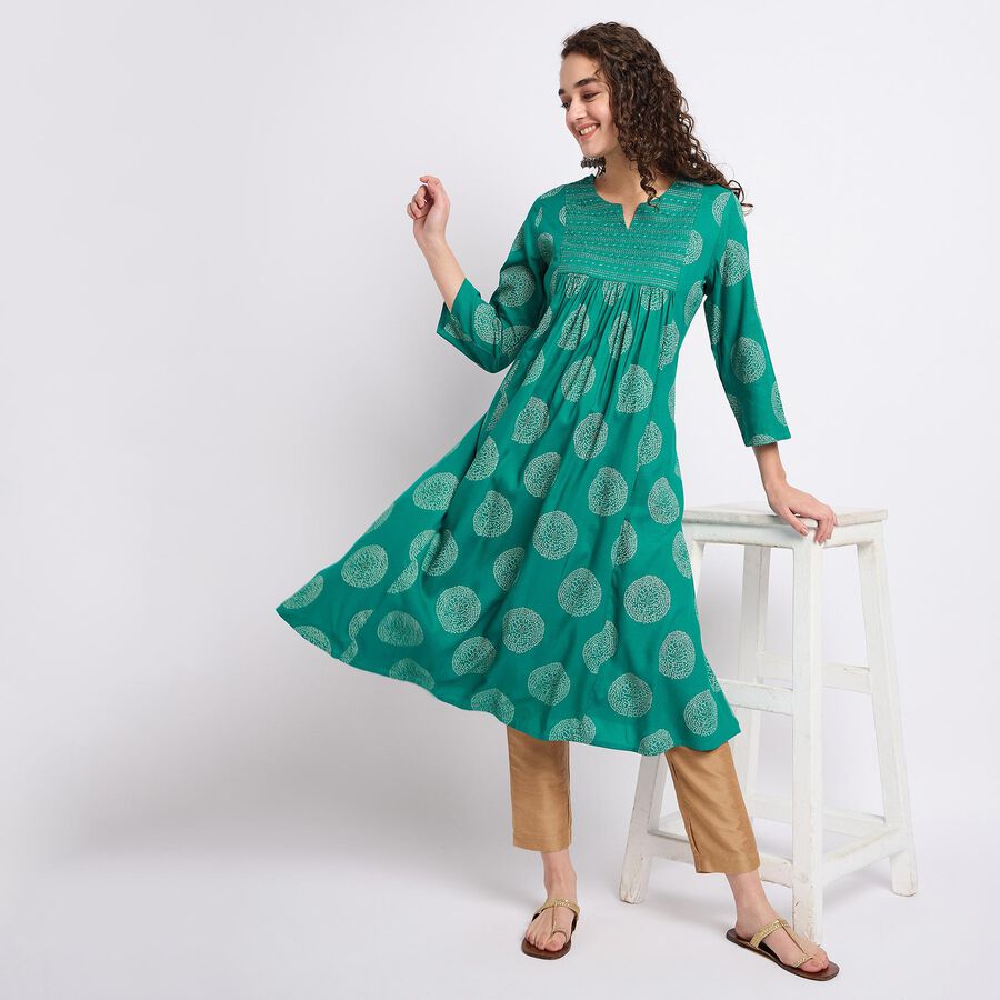 Ladies' Kurta, टील ब्लू, large
