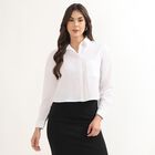 Women's White Classic Collar Textured Shirt, White, small