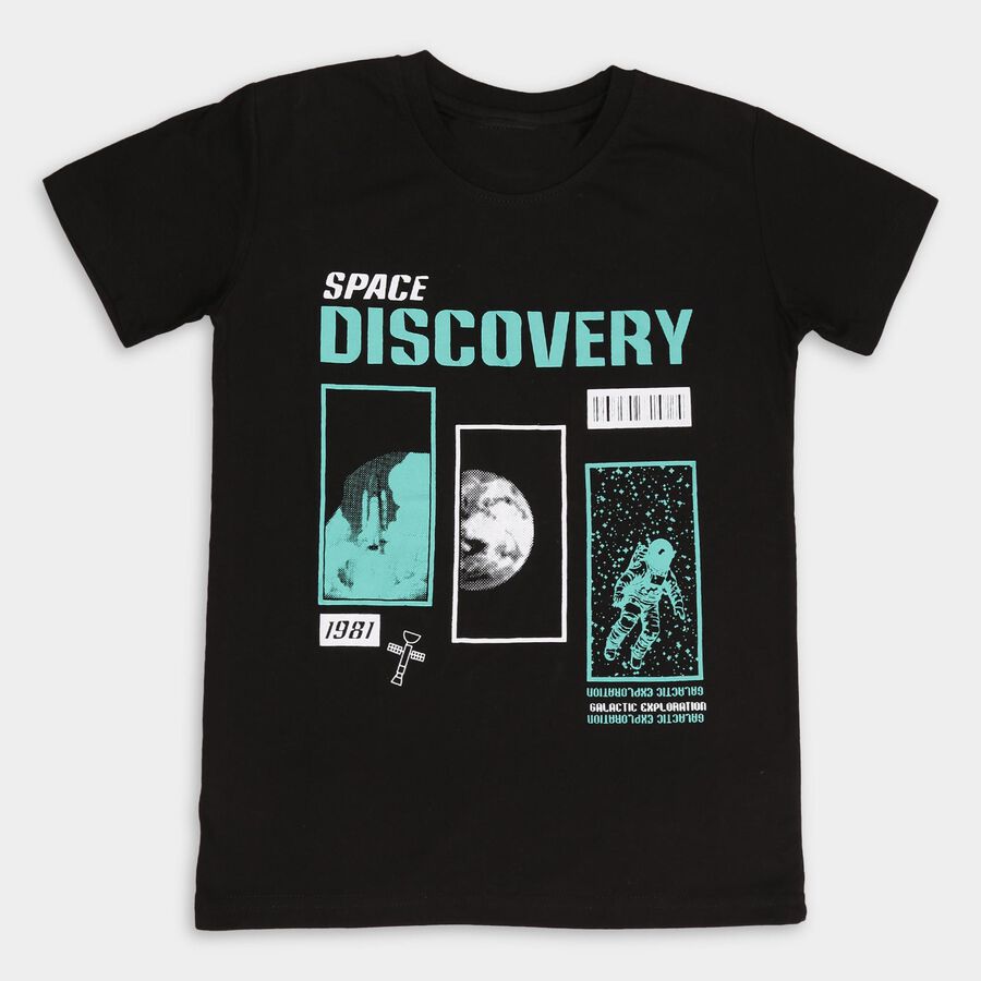 Boys' Half Sleeves T-Shirt, Black, large image number null
