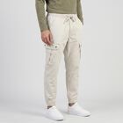 Men's Silver Slim Fit Cargo Trousers, सिल्वर, small