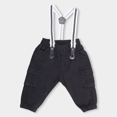 Infants Jet Black Jogger Fit Rib Waist Trousers