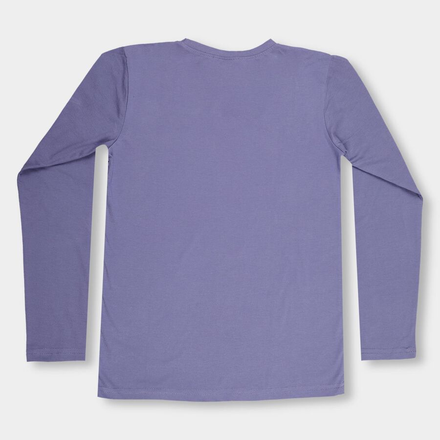 Boys' Purple Cotton Round Neck Casual T-Shirt, मध्यम नीला, large image number null