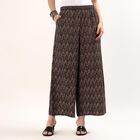 Women's Maroon Relaxed Fit Solid Palazzos, काला, small