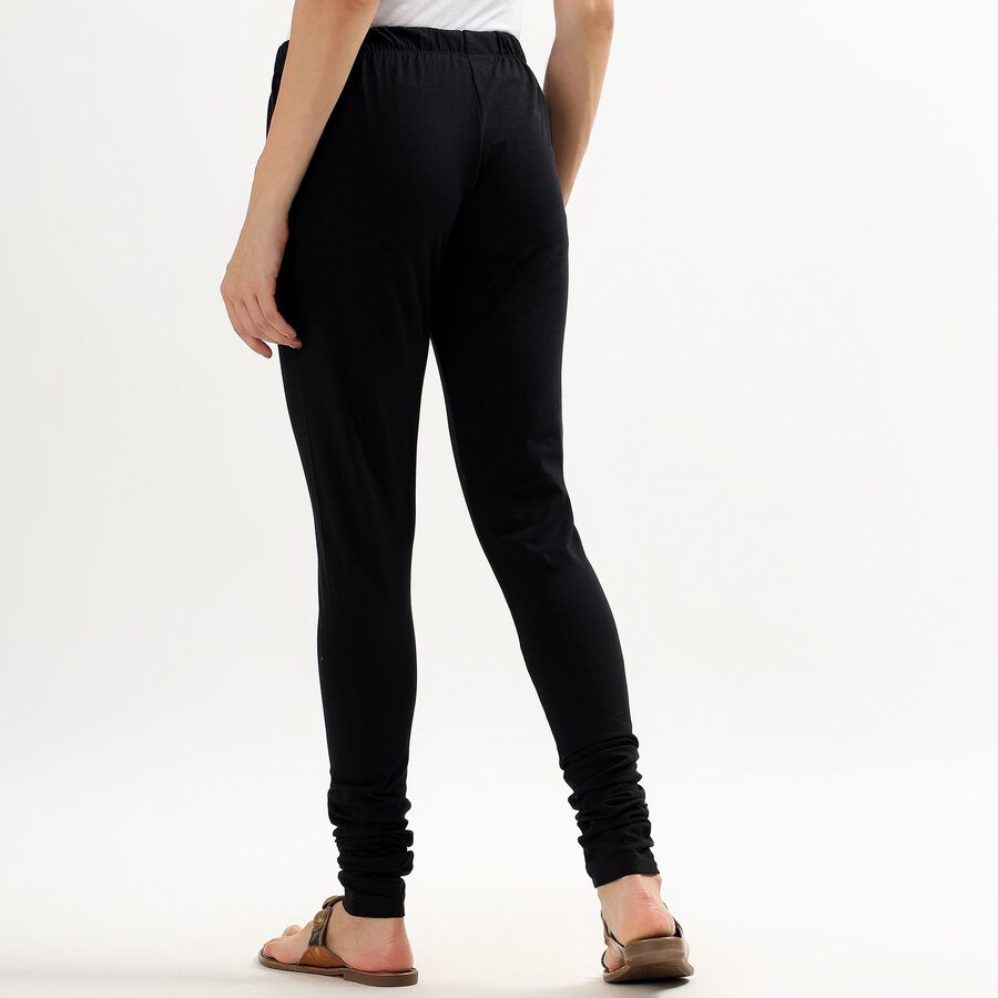 Ladies' Jet Black Skinny Fit Full-Length Churidar, Black, large image number null