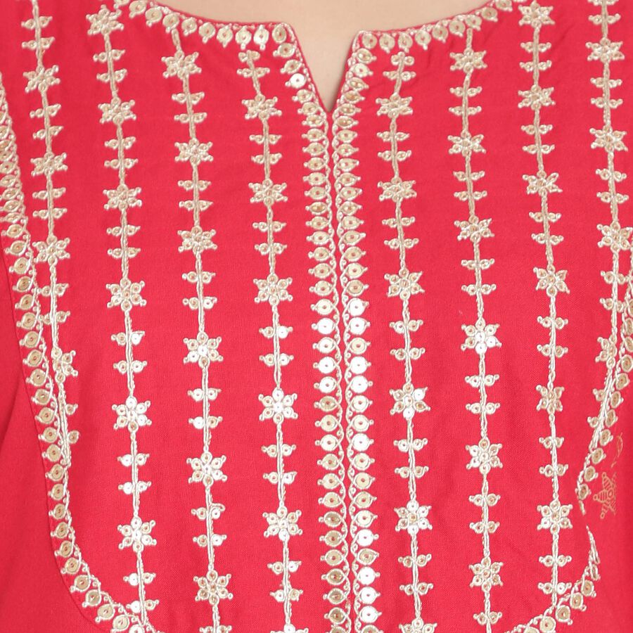 Printed 3/4Th Sleeves Kurta, Red, large image number null