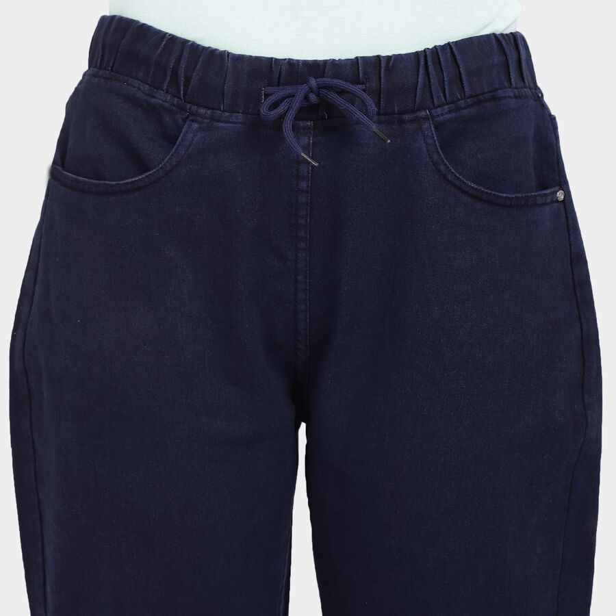 Washed High Rise Jogger Jeans, Dark Blue, large image number null