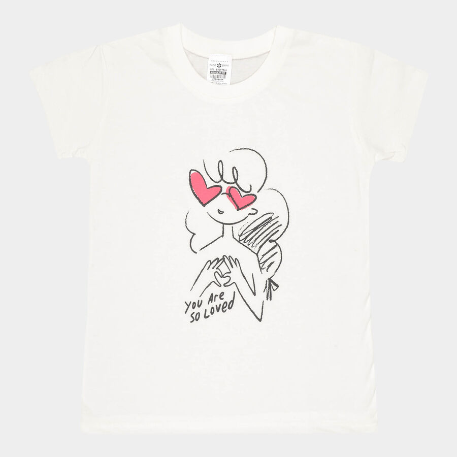 Girls Short Sleeve T-Shirt, Off White, large image number null