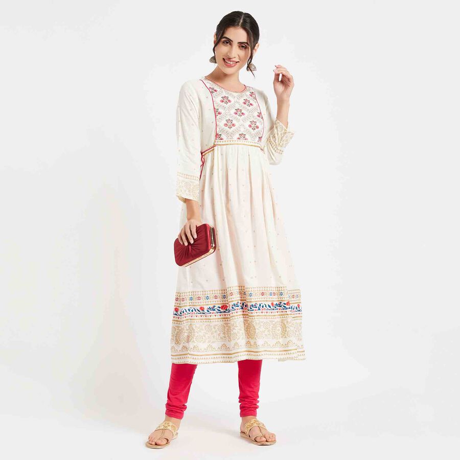 Printed Kurta, Off White, large image number null