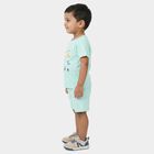 Infants' Light Green Cotton Round Neck Car Print Baba Suit, Light Green, small