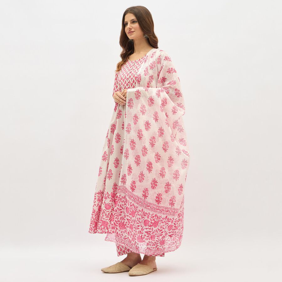 Women's Light Pink Cotton Floral Printed Ethnic Set, Light Pink, large image number null