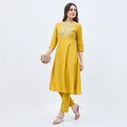 Women's Mustard Embroidered Ethnic Set, Mustard, small