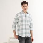 Men's Muted Aqua Cotton Checkered Casual Shirt, Aqua, small
