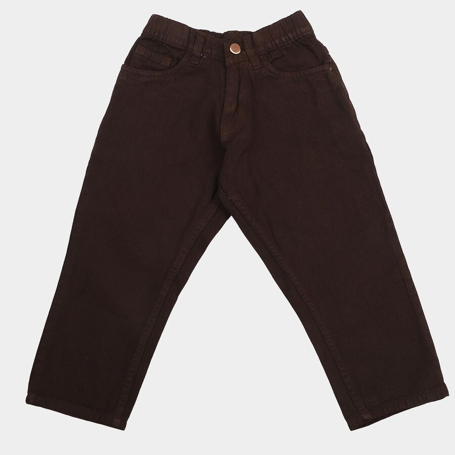 Boys Brown Straight Fit Jeans, Brown, large
