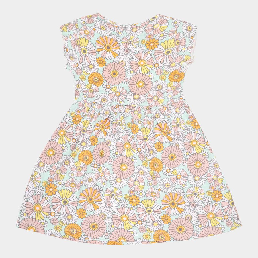 Girls Cotton Frock, Off White, large image number null