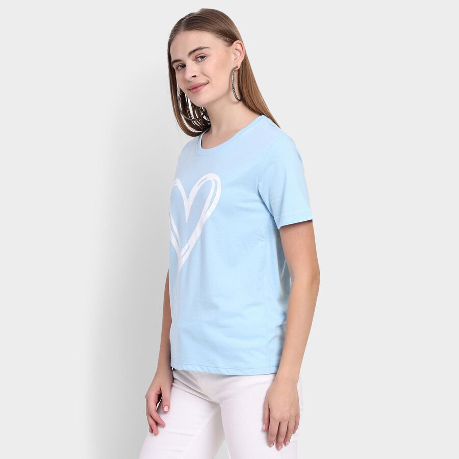 Ladies' Round Neck T-Shirt, हल्का नीला, large image number null