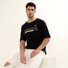 Men's Smoky Graphite Black Cotton Round Neck Streetwear T-Shirt, Black, small