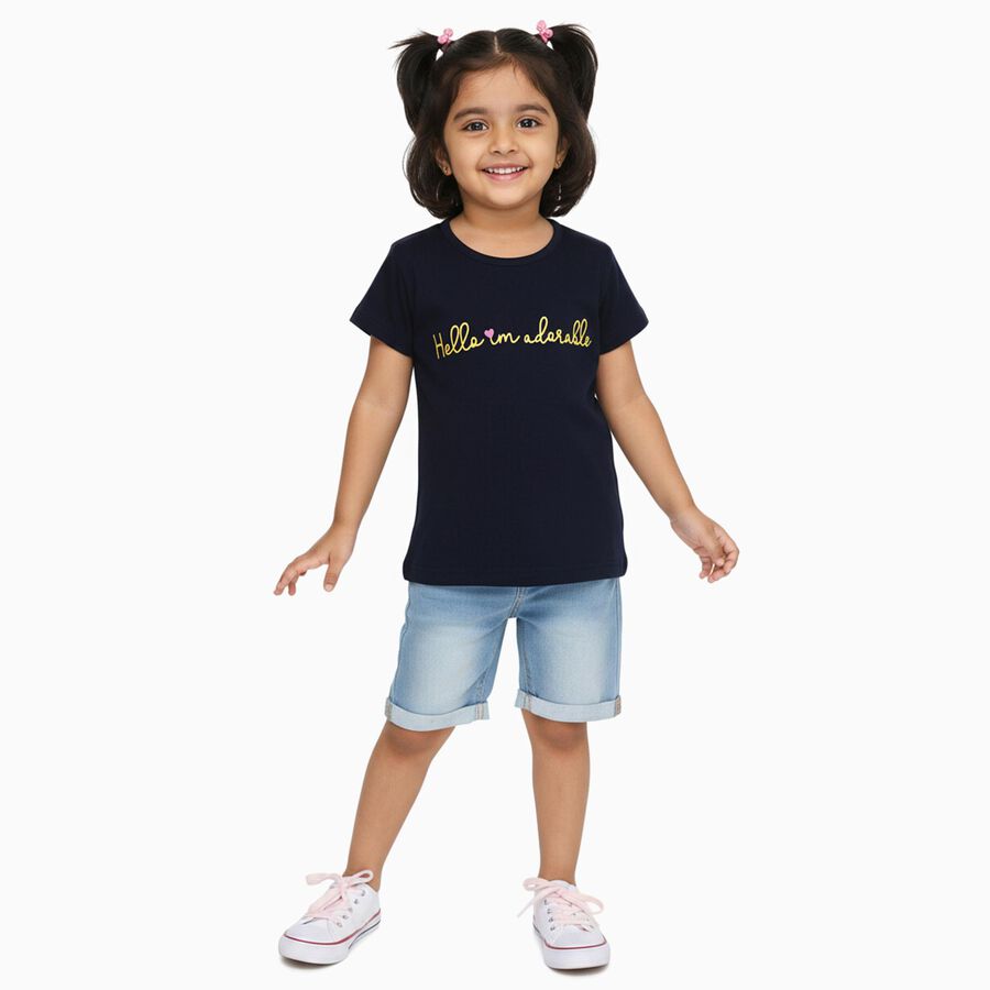 Girls' T-Shirt, नेवी ब्लू, large image number null
