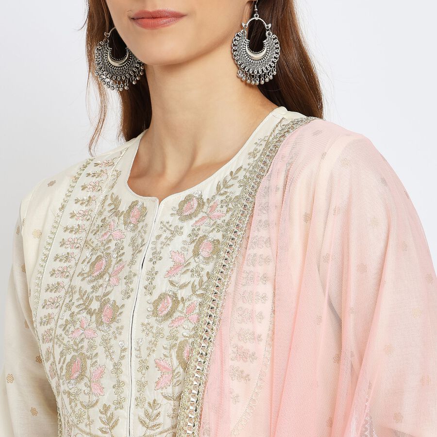 Ladies' Kurta Pyjama Set with Dupatta, ऑफ व्हाइट, large image number null