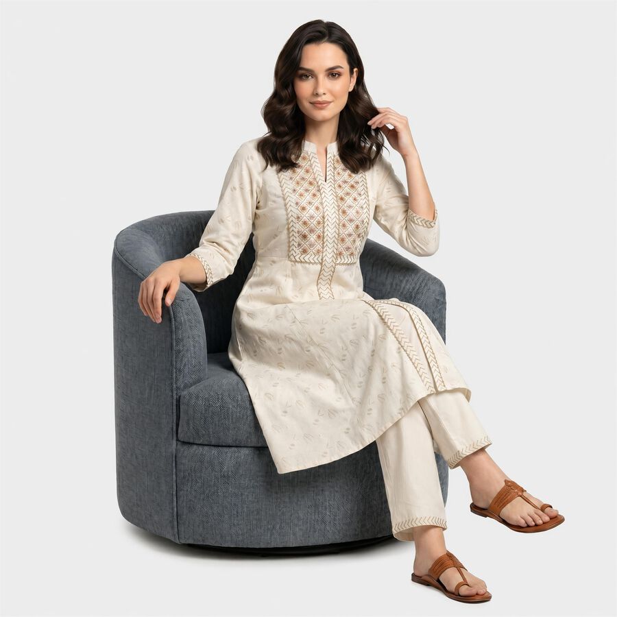 Ladies' Kurta, Off White, large