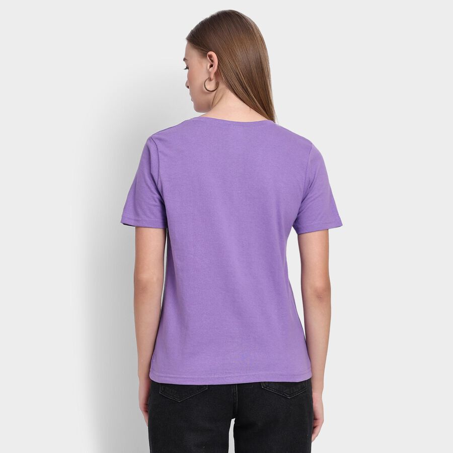 Ladies' Round Neck T-Shirt , बैंगनी, large image number null