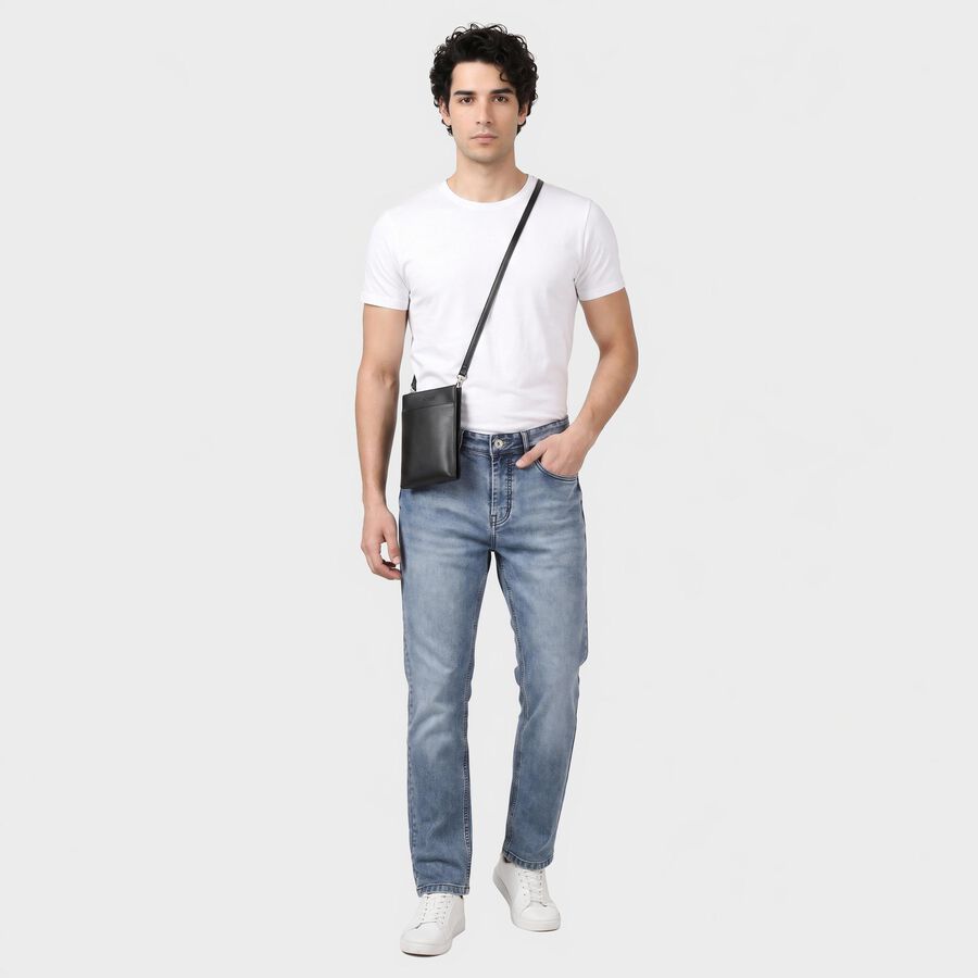 Men's Light Blue Slim Fit Washed Jeans, Light Blue, large