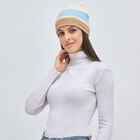 Women's Beige and Blue Knitted Beanie Cap, हल्का नीला, small image number null