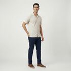 Men's Beige Classic Collar Casual Shirt, Beige, small