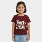 Girls Wine Cotton Blend Round Neck Regular T-Shirt, Wine, small