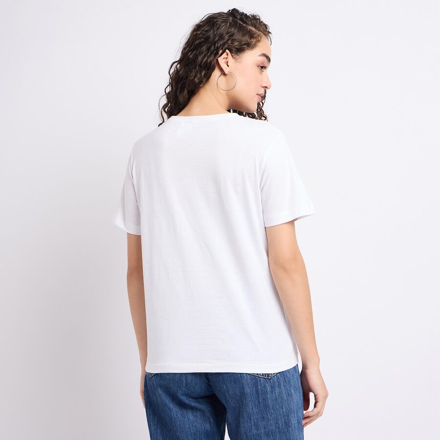 Ladies' Round Neck T-Shirt, सफ़ेद, large