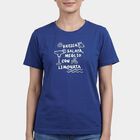 Women's Blue Round Neck Casual T-Shirt, Blue, small