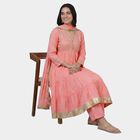 Women's Pink 100% Cotton Round Neck Printed Kurta, Pink, small