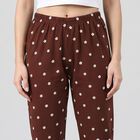 Women's Brown Straight Fit Floral Printed Pyjama, भूरा, small