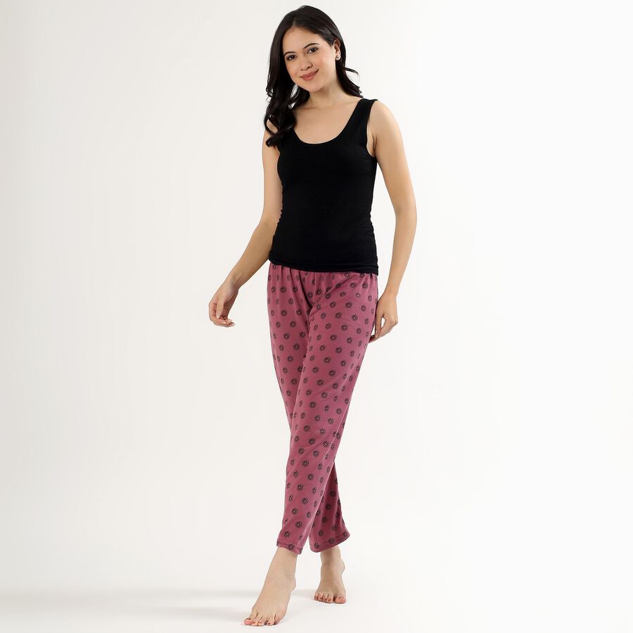 Women's Dusty Rose Floral Printed Relaxed Fit Pyjama, गुलाबी, large image number null