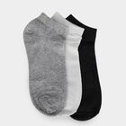 Men's Ankle Length Pack of 3 Socks ( Grey, White, Black ), Melange Light Grey, small