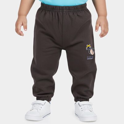 Infants' Dark Grey Jogger Fit Cartoon Printed Cotton Pyjama