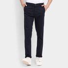 Men's Slim Fit Casual Trousers , Navy Blue, small image number null