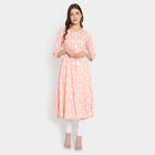 Printed 3/4Th Sleeves Kurta, Peach, small image number null