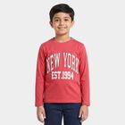 Boys Pink Crew Neck Regular T-Shirt, Pink, small