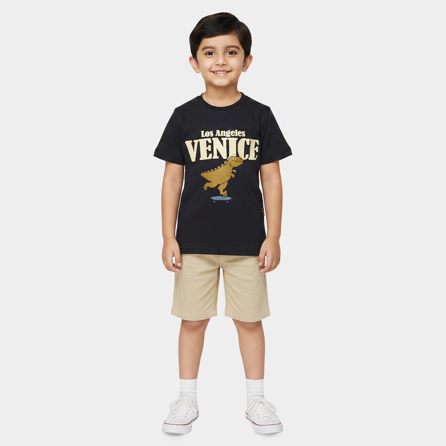 Boys Navy Blue Cotton Round Neck Regular Boys T-Shirt, Navy Blue, large