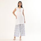 Women's White and Blue Printed Wide-Leg Palazzos, सफ़ेद, small image number null
