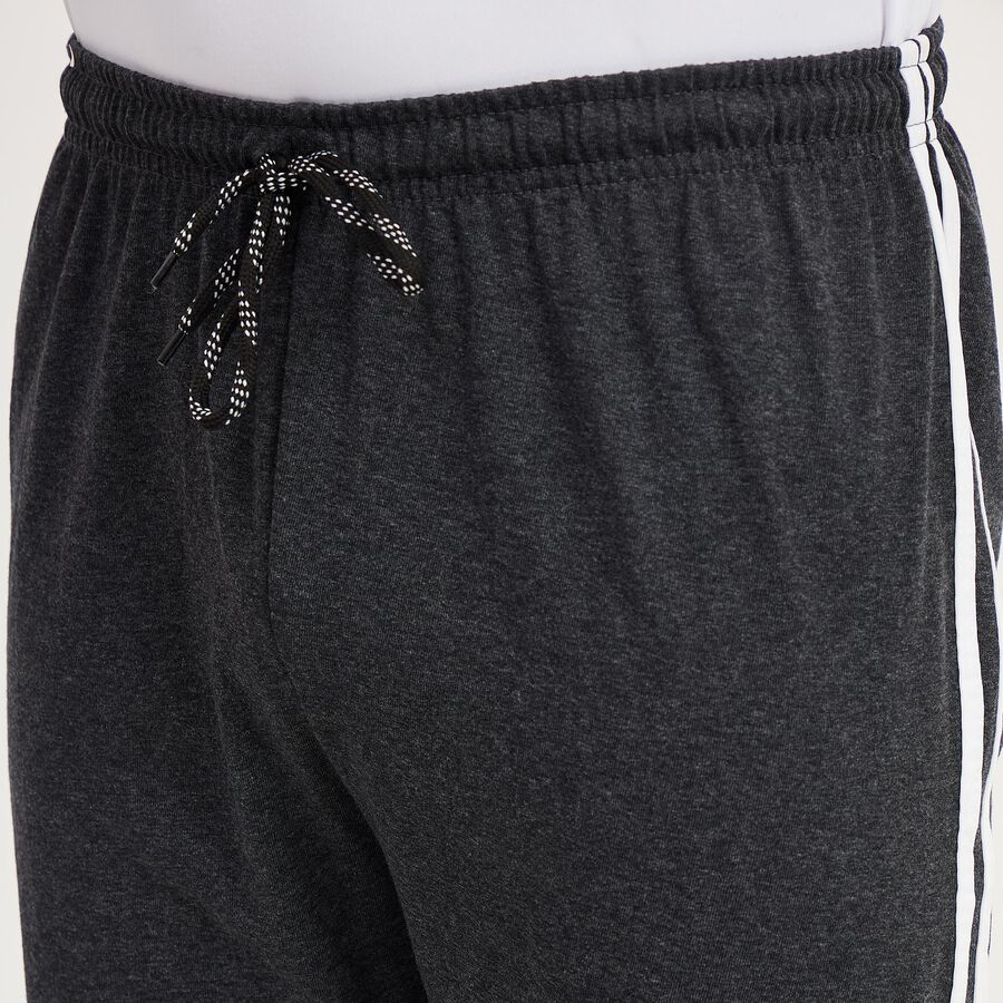Men's Charcoal Grey Regular Fit Striped Graphic Jamaican Shorts, Charcoal, large