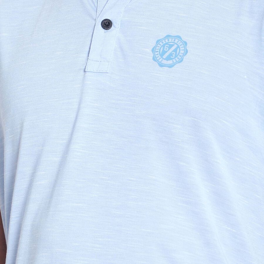 Solid Henley T-Shirt, Light Blue, large image number null